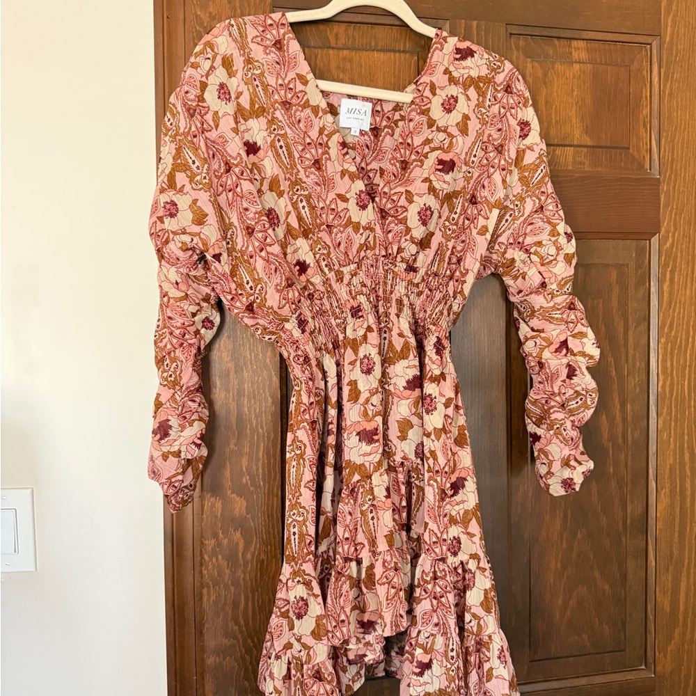 Misa Los Angeles Blush and Rust Floral Dress